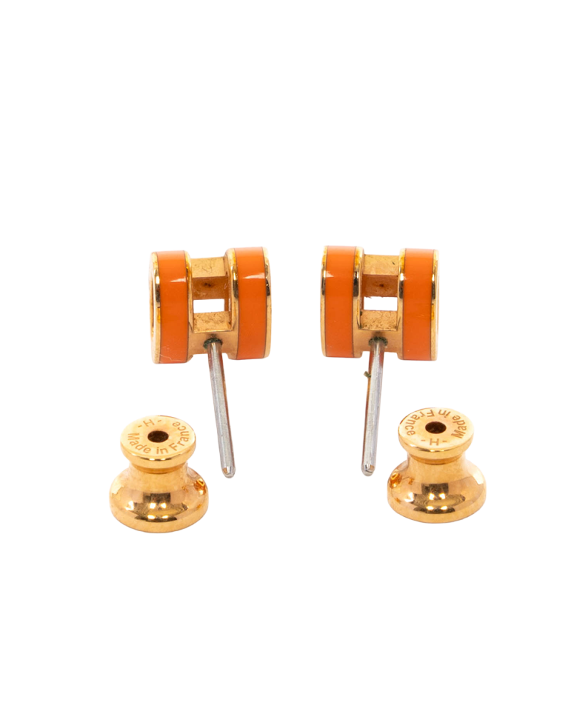 HERMES POP EARRING ORANGE GHW 7973