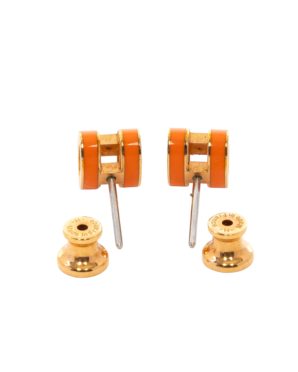 HERMES POP EARRING ORANGE GHW 7973