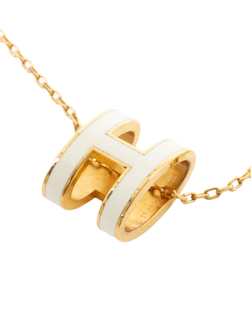 HERMES POP H NACKLACE WHITE GHW 7178