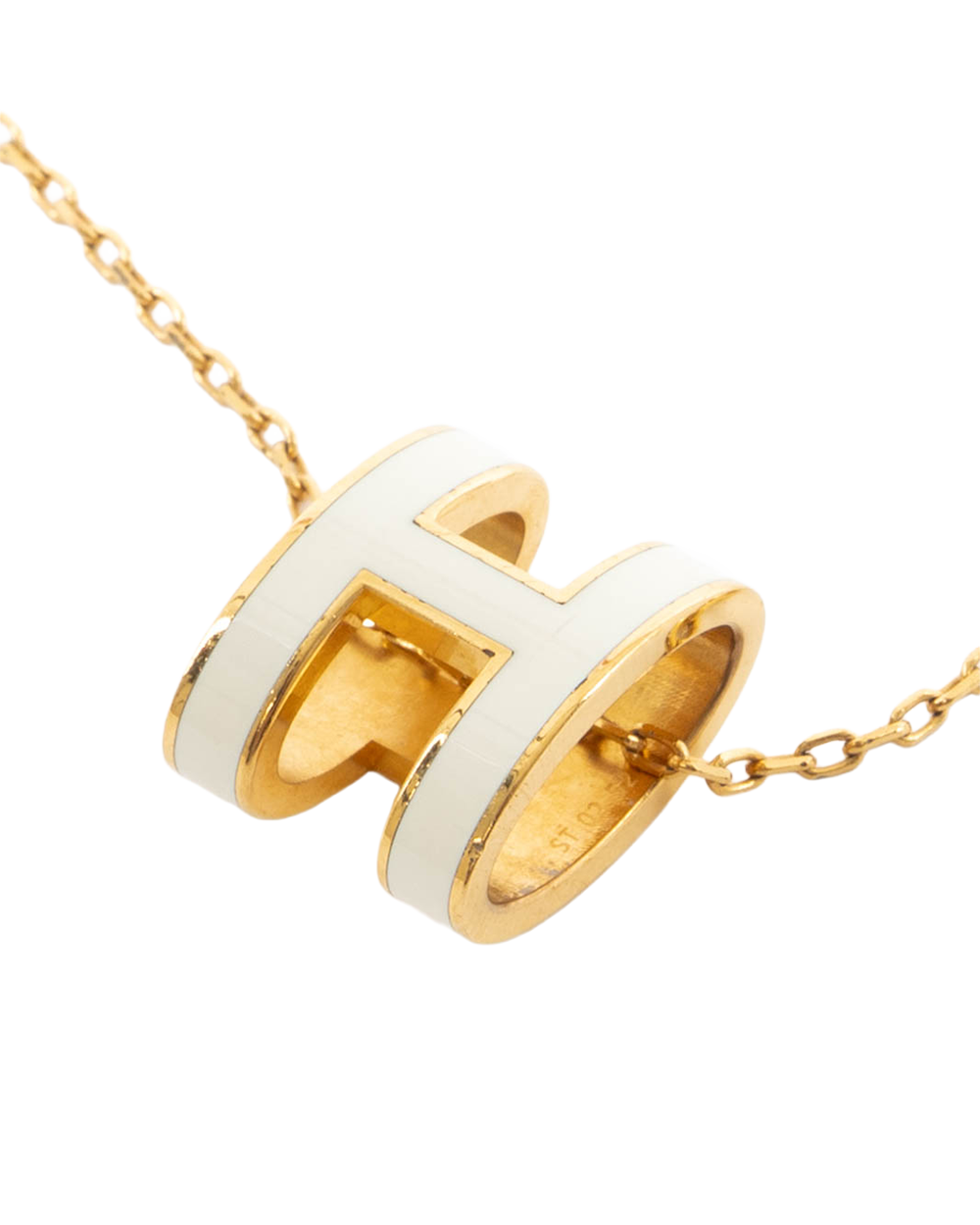 HERMES POP H NACKLACE WHITE GHW 7178