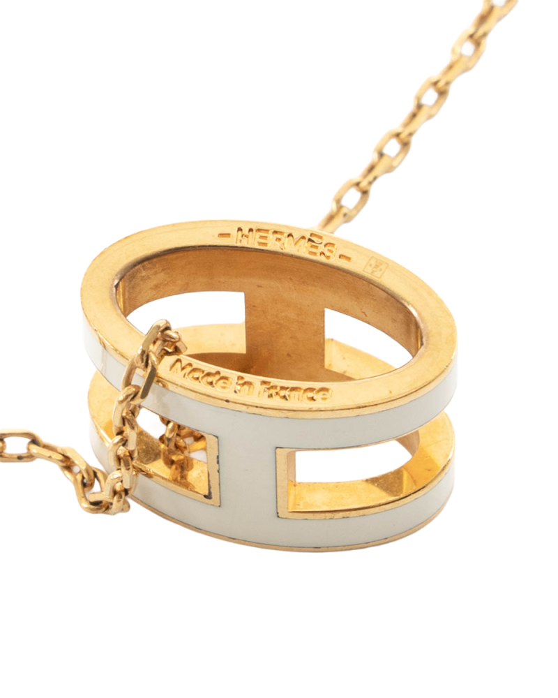HERMES POP H NACKLACE WHITE GHW 7181