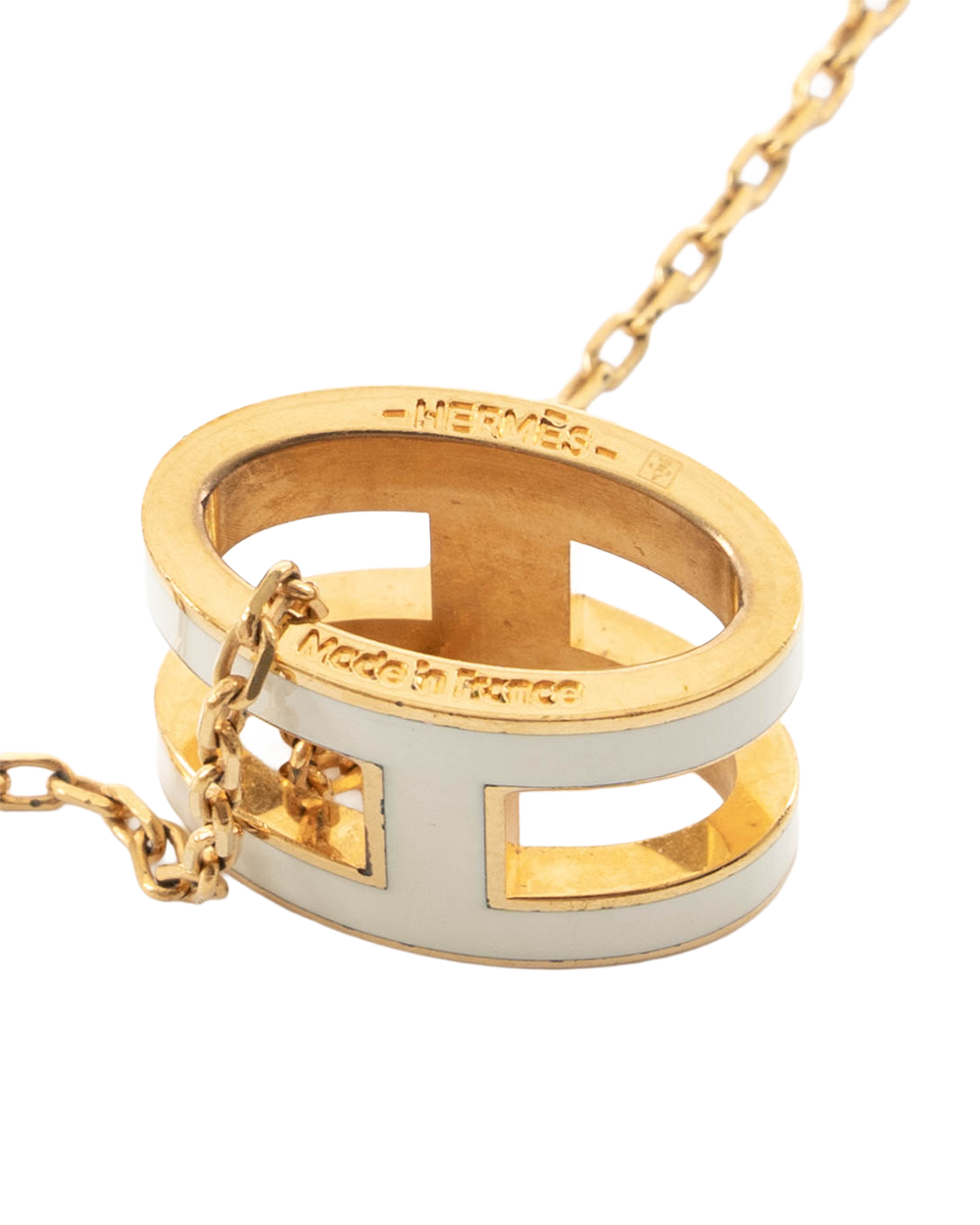 HERMES POP H NACKLACE WHITE GHW 7181