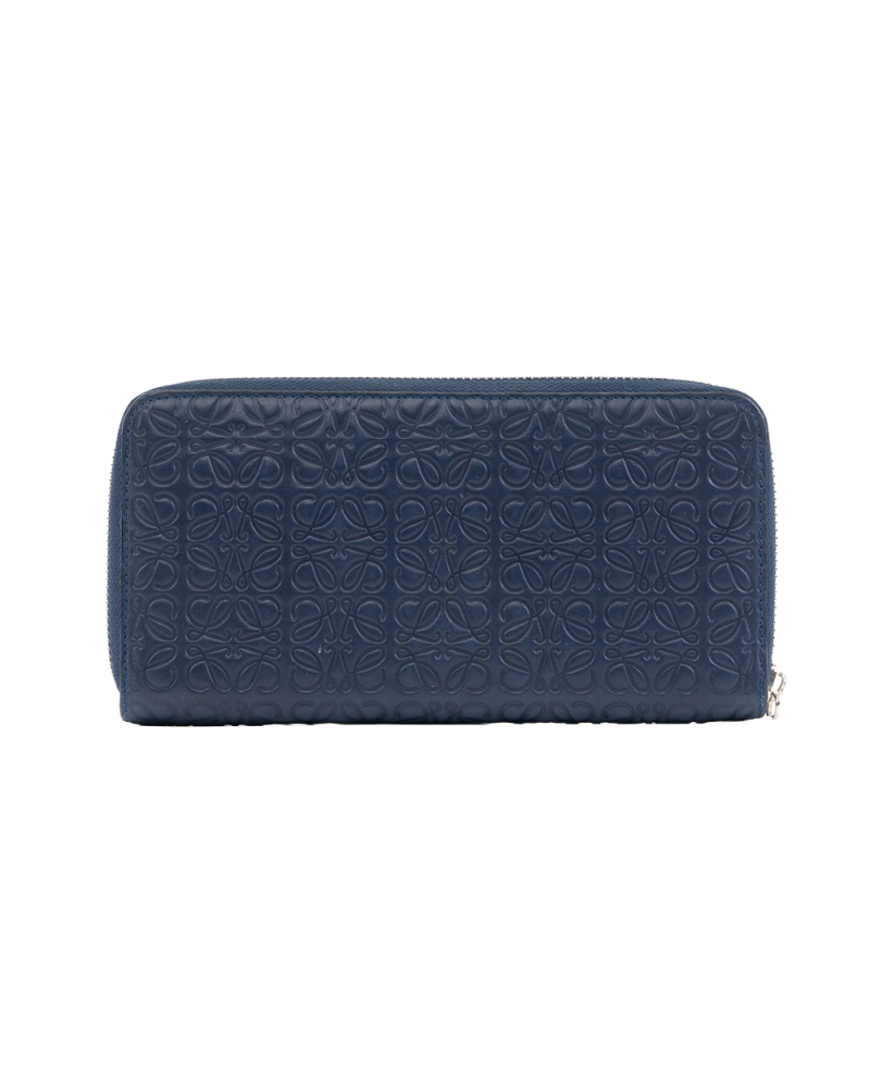 LOEWE ANAGRAM ZIPPER WALLET LONG BLACK LEATHER SHW 481605 1091
