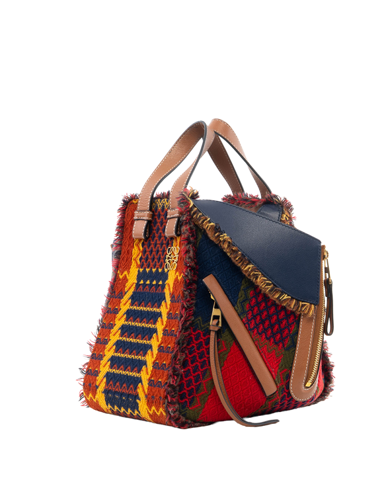 LOEWE HAMMOCK MULTICOLOR BROWN NAVY RED LEATHER GHW 062026 3551