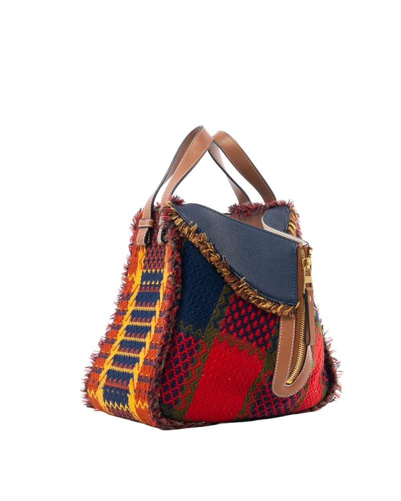 LOEWE HAMMOCK MULTICOLOR BROWN NAVY RED LEATHER GHW 062026 3552