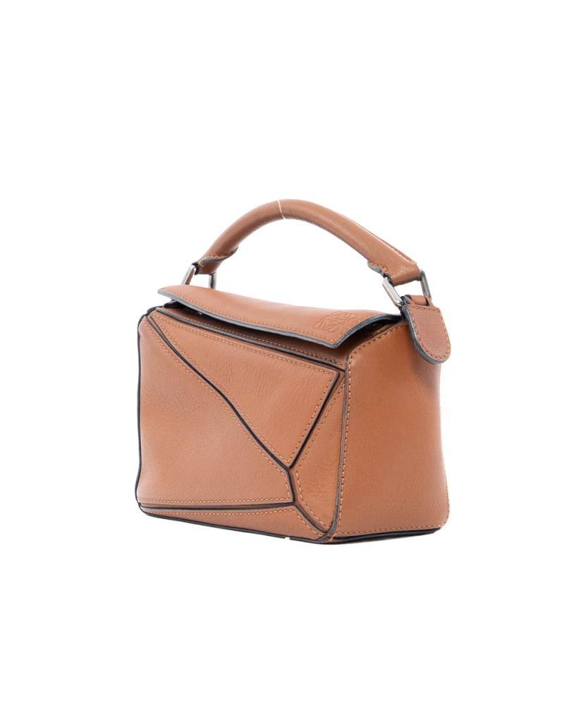 LOEWE PUZZLE MINI BROWN TAN CALF SHW 261838 0086