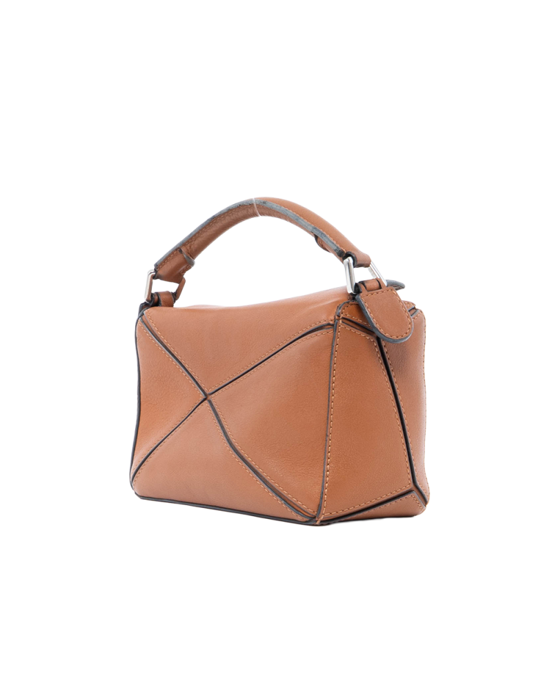 LOEWE PUZZLE MINI BROWN TAN CALF SHW 261838 0087