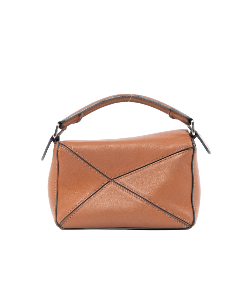 LOEWE PUZZLE MINI BROWN TAN CALF SHW 261838 0088