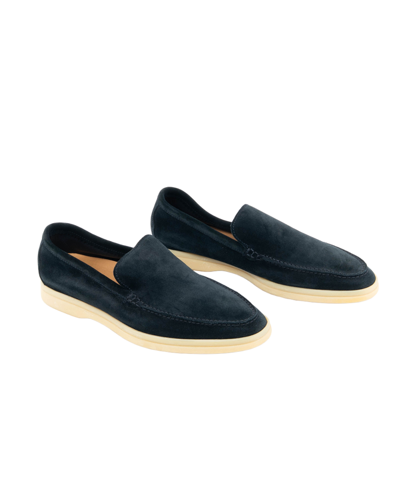LORO PIANA SUMMER WALK LOAFER 40 BLUE NAVY CALF 5442