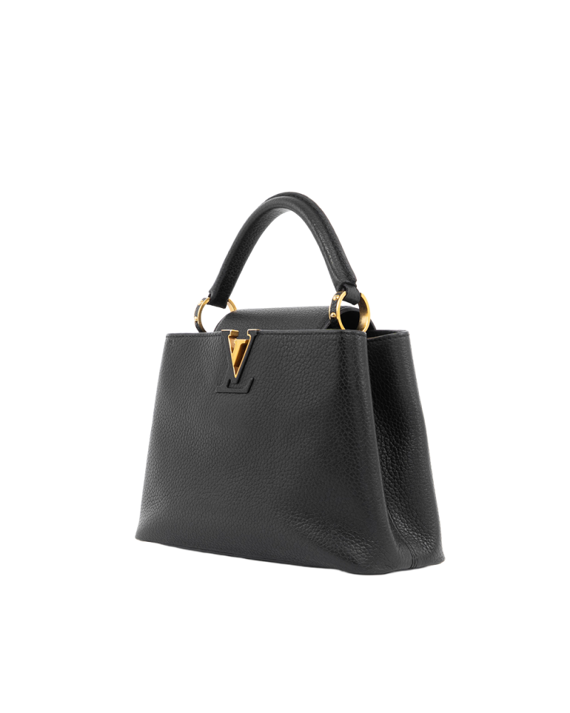 LV CAPUCINES BB BLACK TAURILLON GHW MICROCHIP 5463