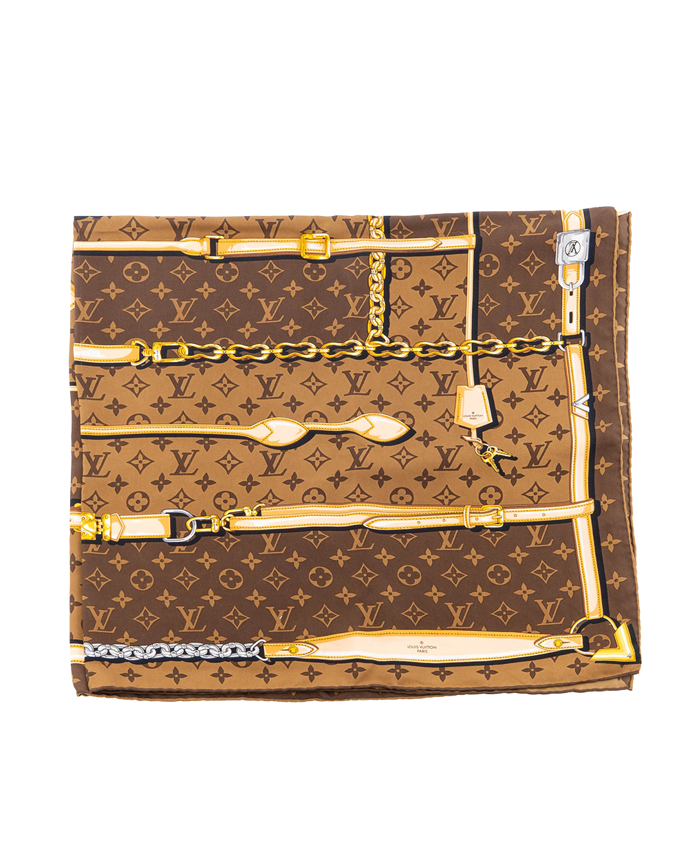 LV CARRE CONFIDENTIAL SCARF 90 90 BROWN SILK 6201