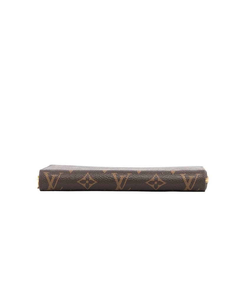 LV CLEMENCE WALLET LONG BROWN MONOGRAM CANVAS GHW MICROCHIP 0177