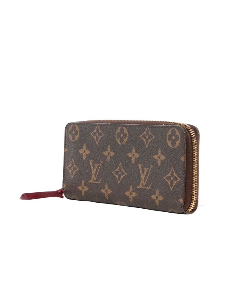 LV CLEMENCE WALLET LONG BROWN RED MONOGRAM CANVAS GHW GI5114 7182