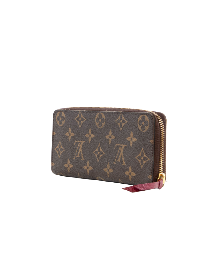 LV CLEMENCE WALLET LONG BROWN RED MONOGRAM CANVAS GHW GI5114 7183