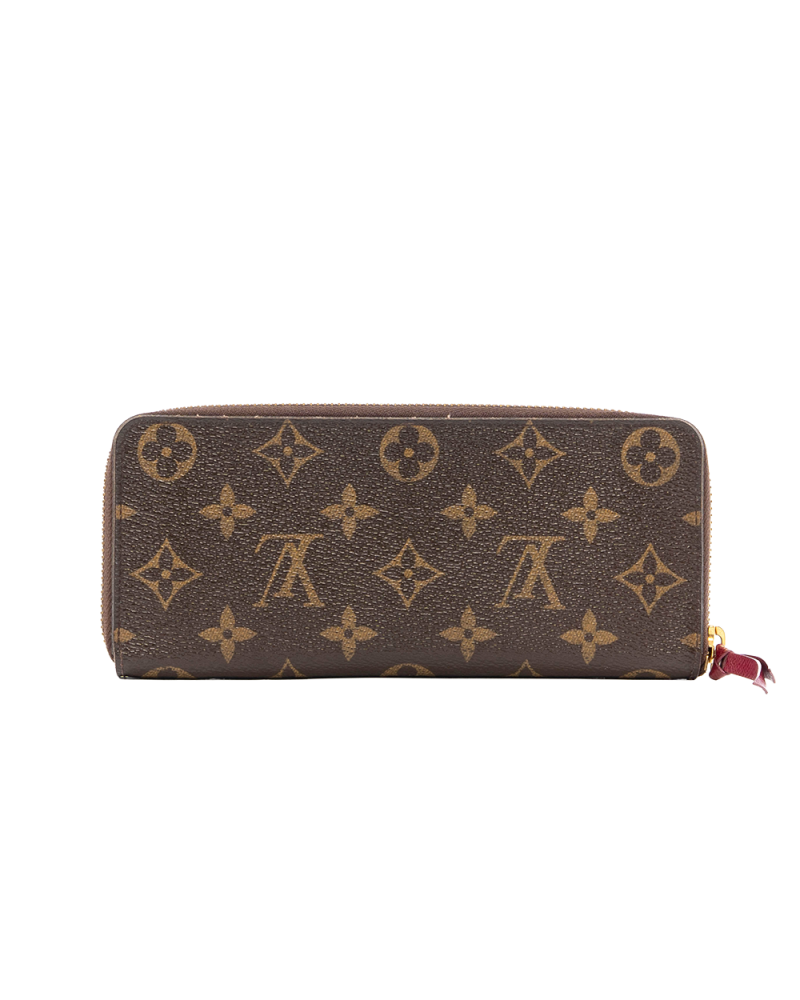 LV CLEMENCE WALLET LONG BROWN RED MONOGRAM CANVAS GHW GI5114 7184