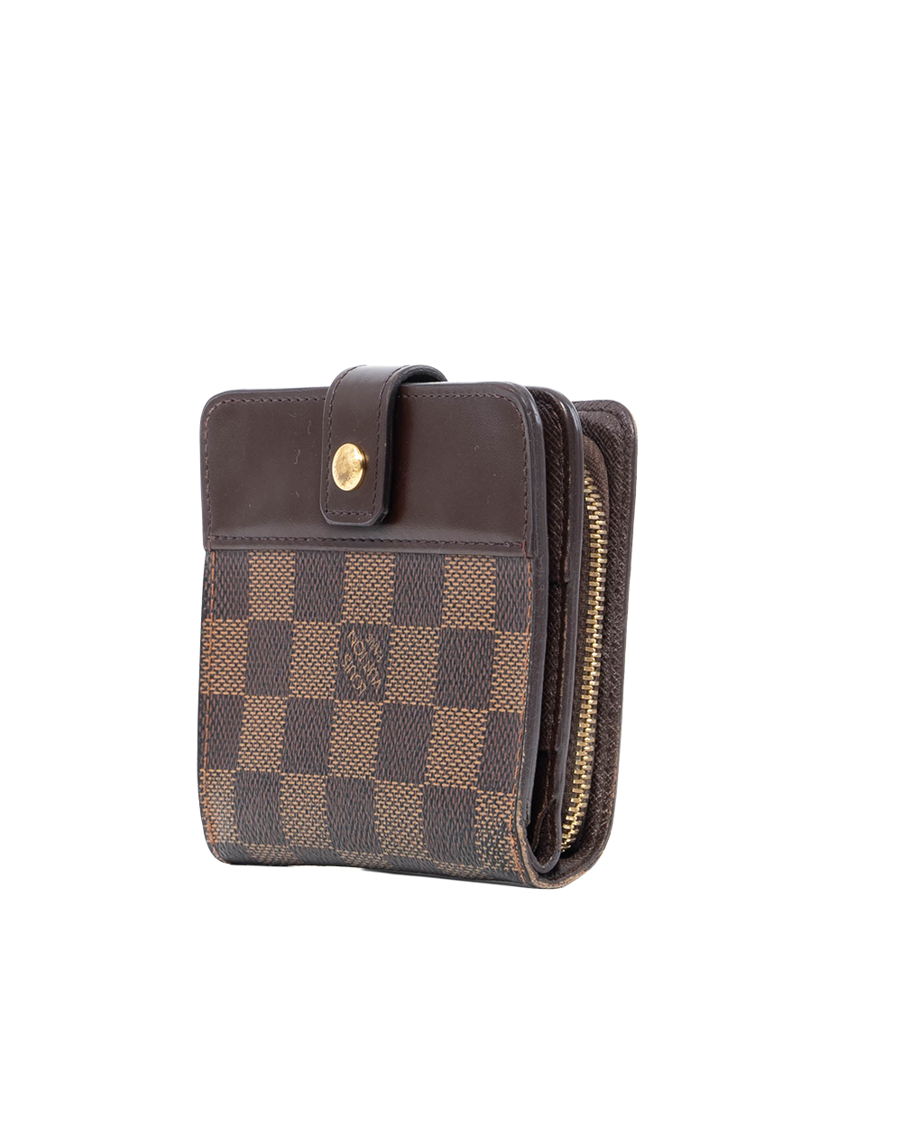 LV COMPACT WALLET SHORT BROWN DAMIER CANVAS GHW CA0075 03756