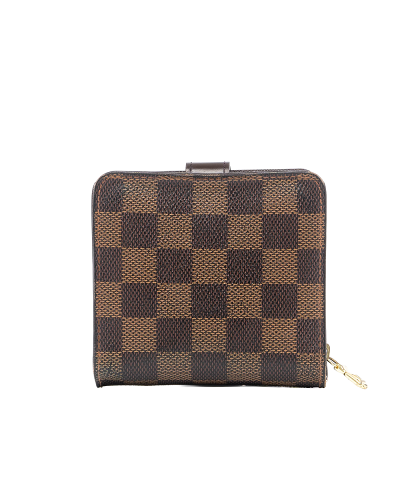 LV COMPACT WALLET SHORT BROWN DAMIER CANVAS GHW CA0075 03758