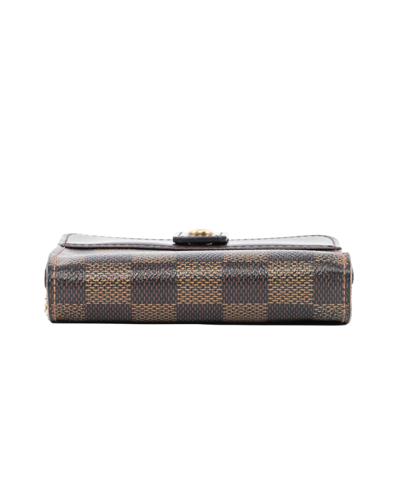 LV COMPACT WALLET SHORT BROWN DAMIER CANVAS GHW CA0075 03759