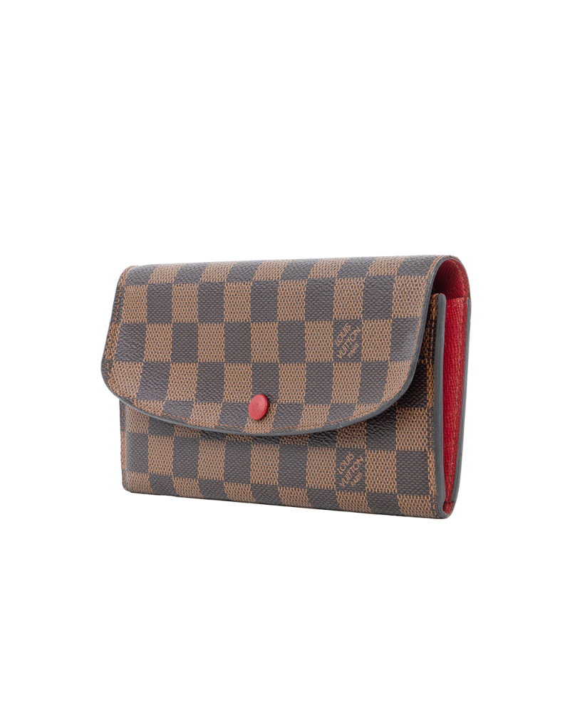 LV EMILIE WALLET LONG BROWN RED DAMIER CANVAS GHW CA0138 4111
