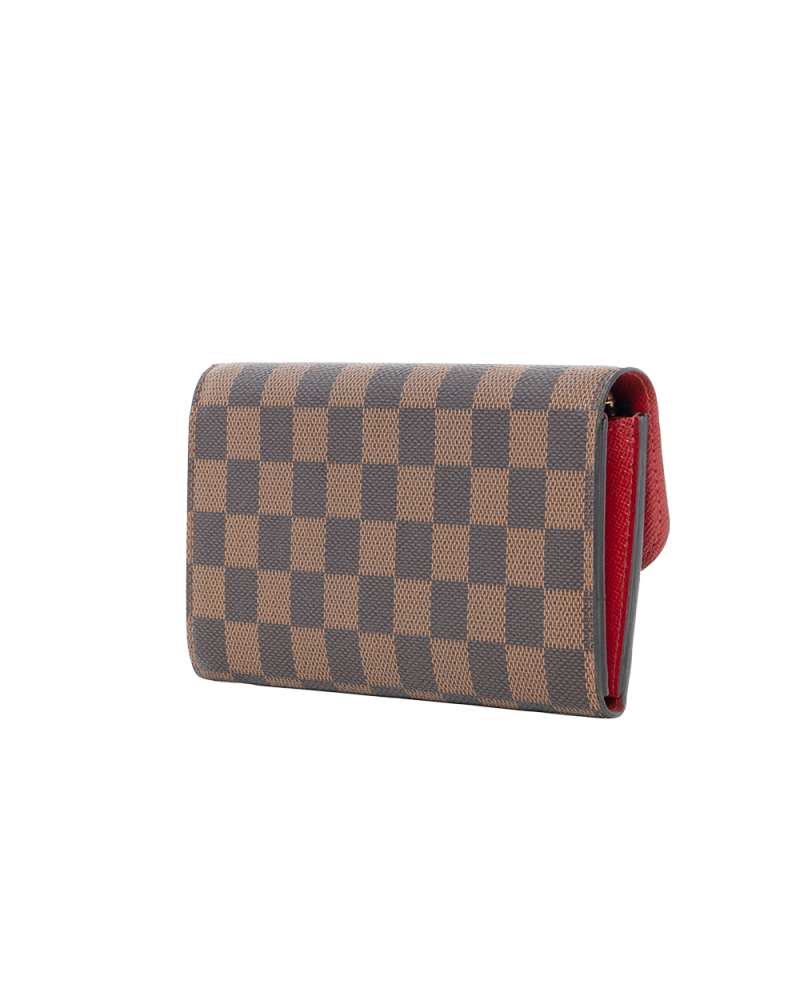LV EMILIE WALLET LONG BROWN RED DAMIER CANVAS GHW CA0138 4112