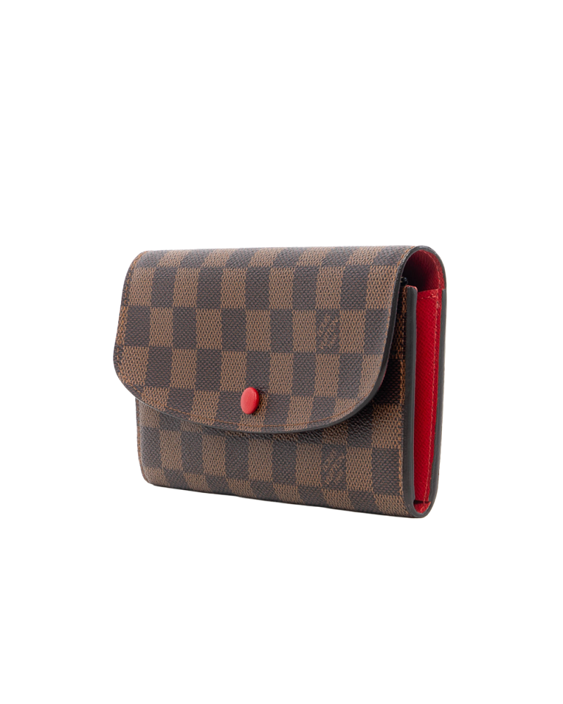LV EMILIE WALLET LONG BROWN RED DAMIER CANVAS GHW CA1109 0433