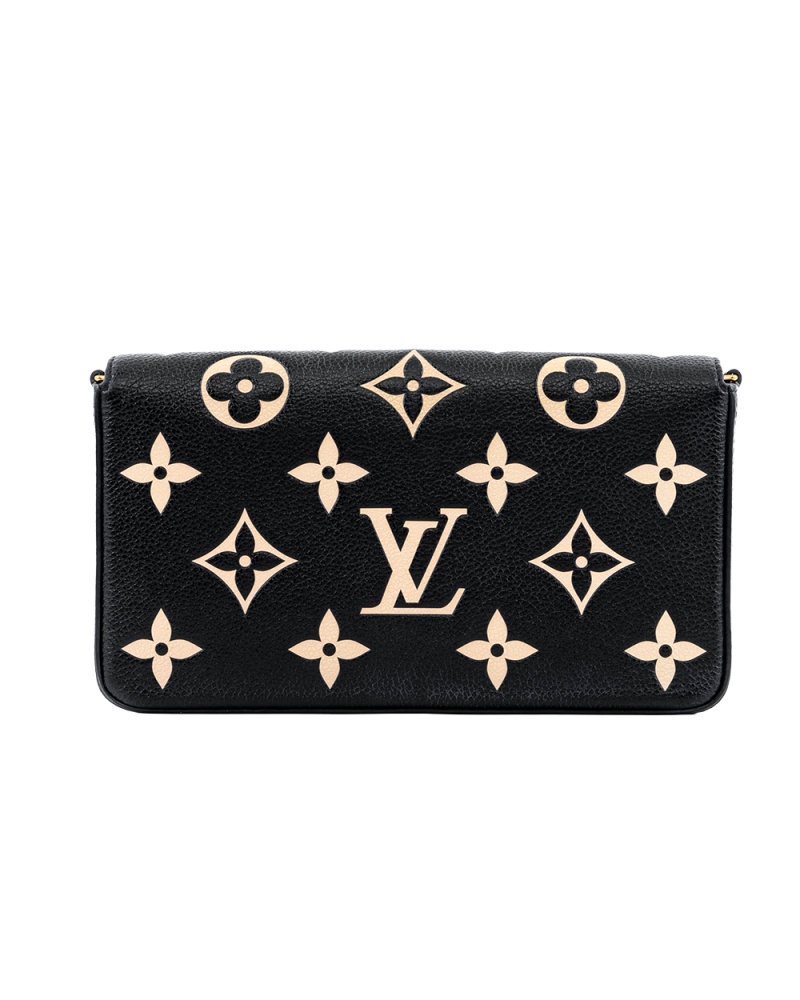 LV FELICIE BLACK BEIGE GIANT MONOGRAM CALF GHW MICROCHIP 03953
