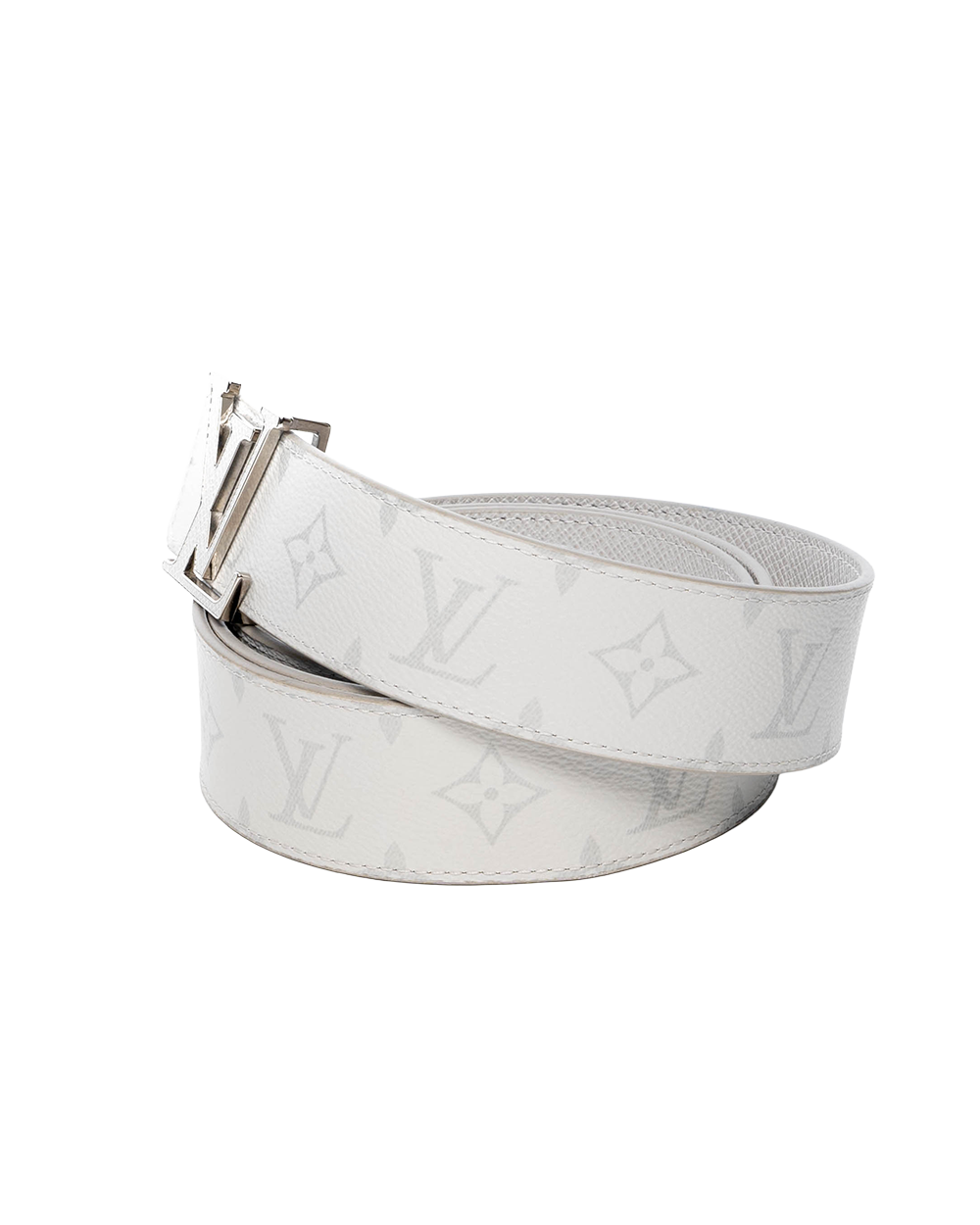 LV INITIALES BELT 110 WHITE MONOGRAM CANVAS SHW M0158 01440