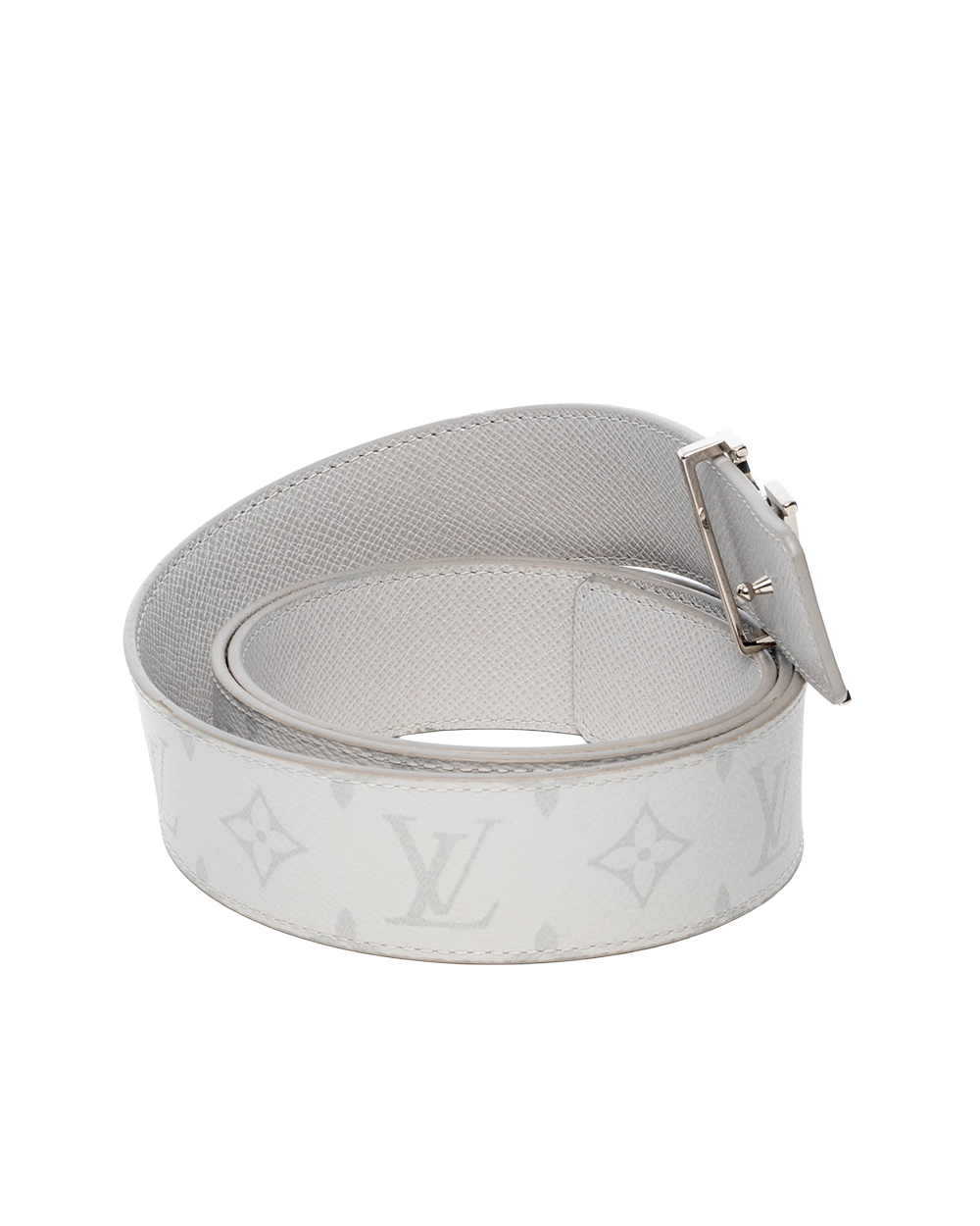 LV INITIALES BELT 110 WHITE MONOGRAM CANVAS SHW M0158 01441