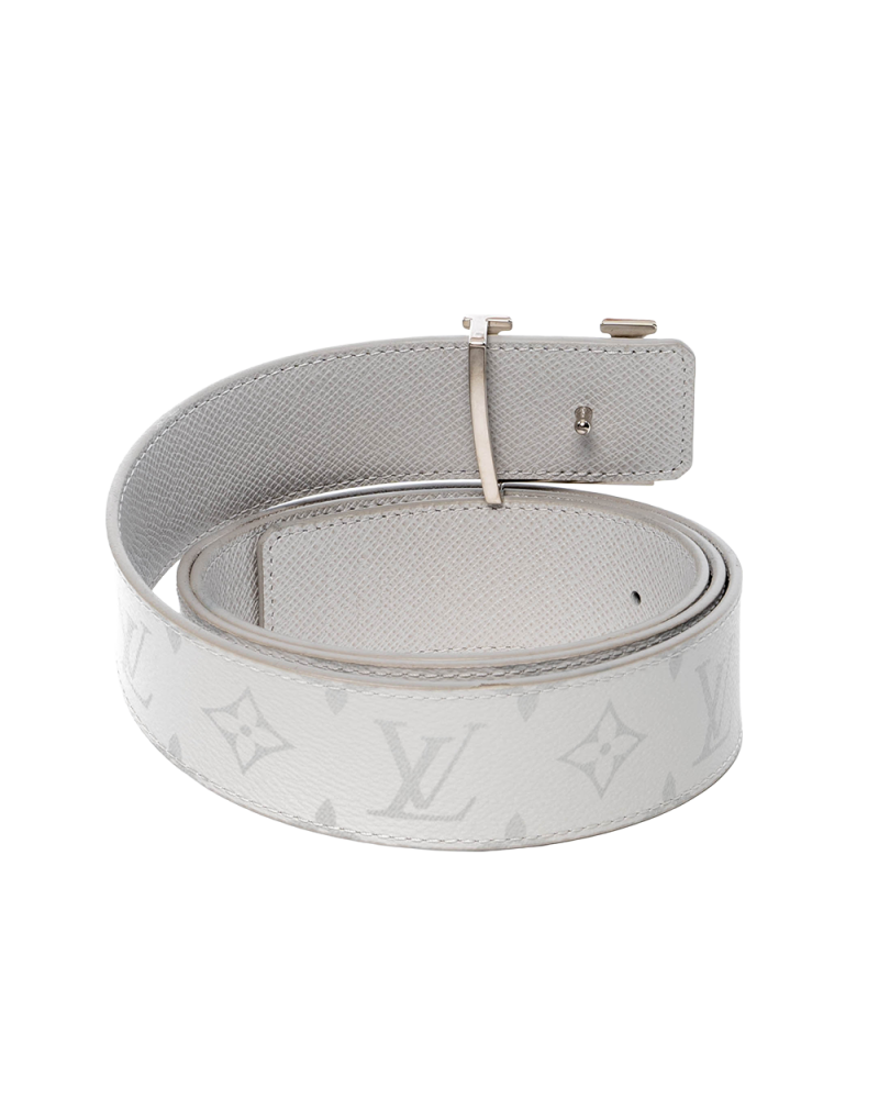 LV INITIALES BELT 110 WHITE MONOGRAM CANVAS SHW M0158 01442