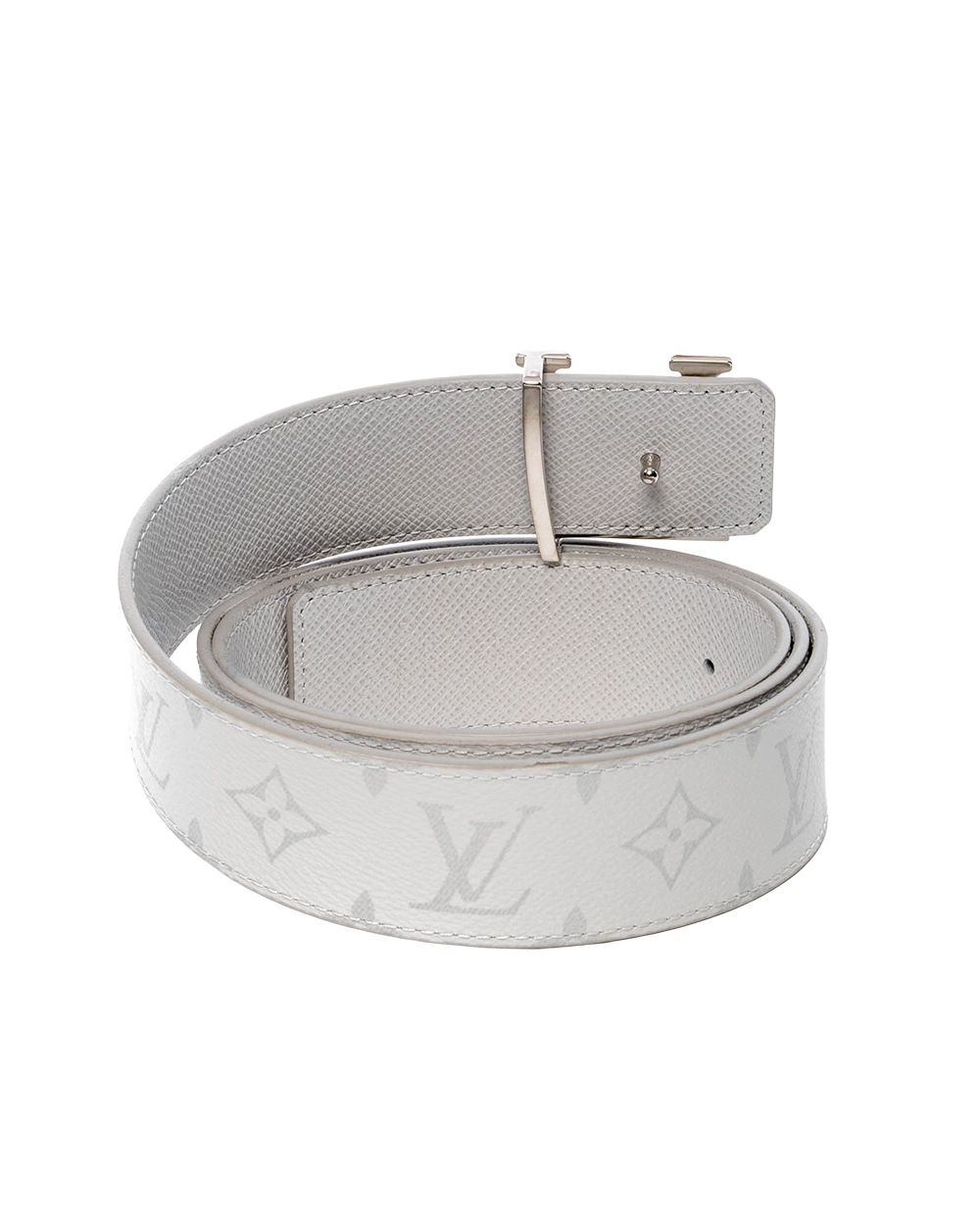 LV INITIALES BELT 110 WHITE MONOGRAM CANVAS SHW M0158 01442