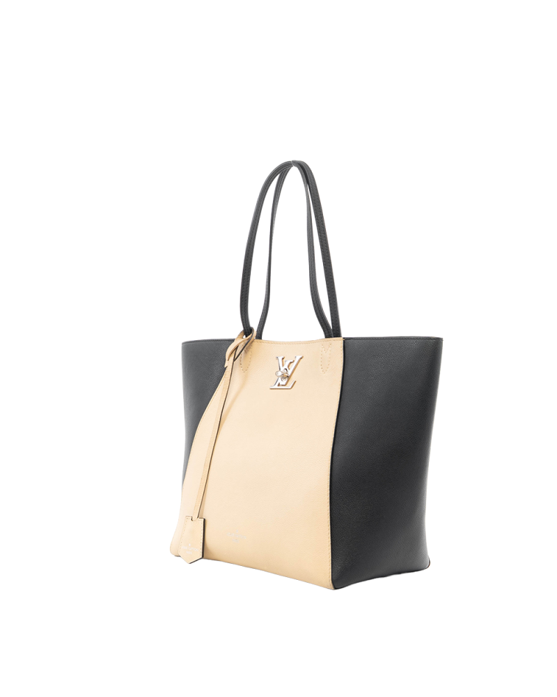 LV LOCKME CABAS MM BEIGE BLACK CALF SHW 6982