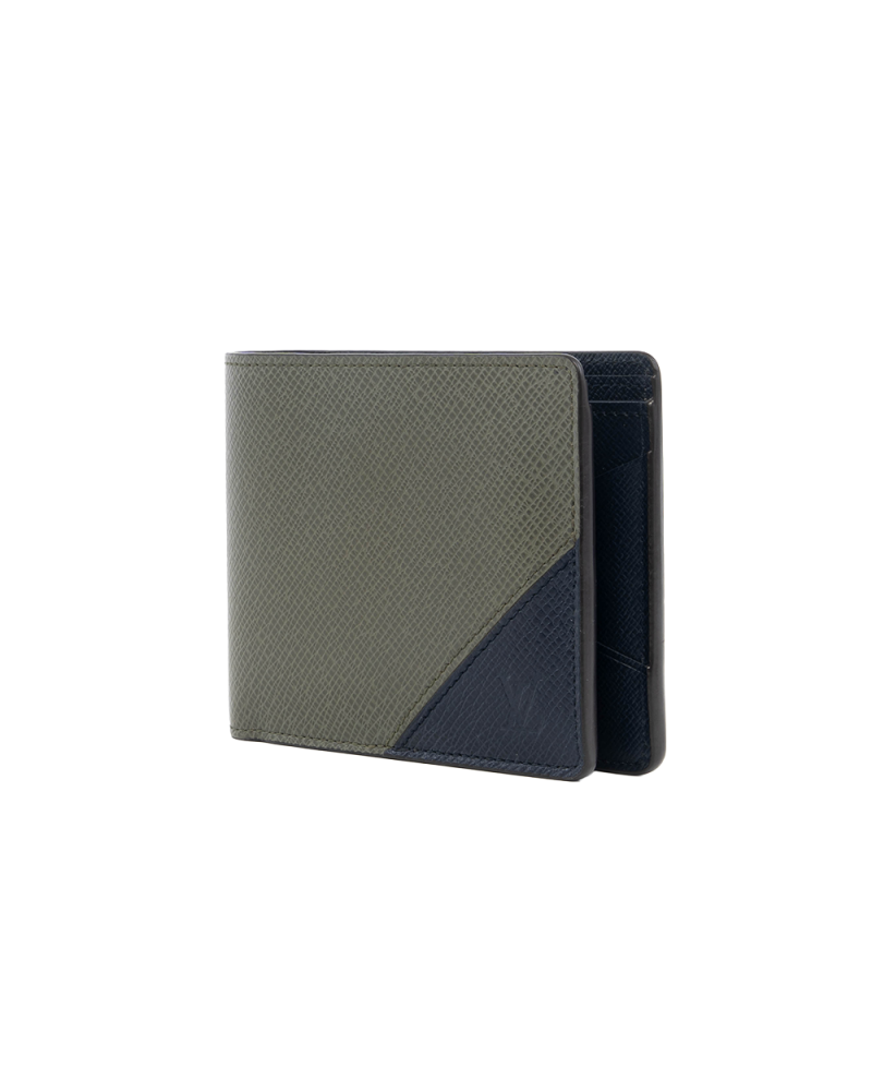 LV MULTIPLE WALLET SHORT BLACK GREEN CALF MICROCHIP 5490