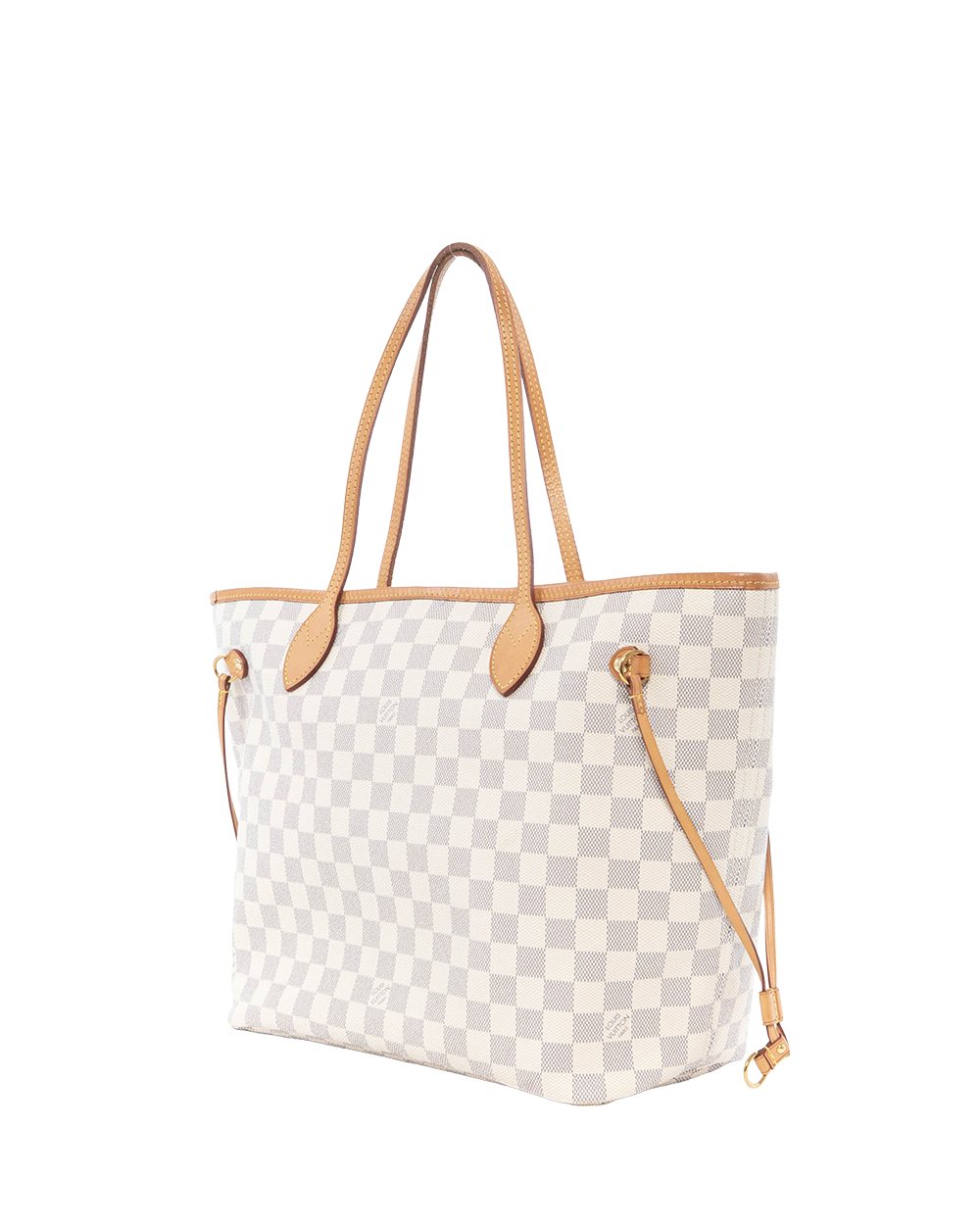LV NEVERFULL MM WHITE AZUR DAMIER CANVAS GHW FL2148 6062