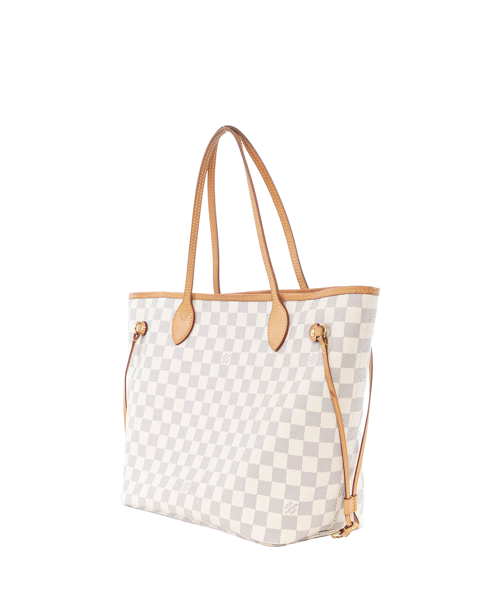 LV NEVERFULL MM WHITE AZUR DAMIER CANVAS GHW FL2148 6063