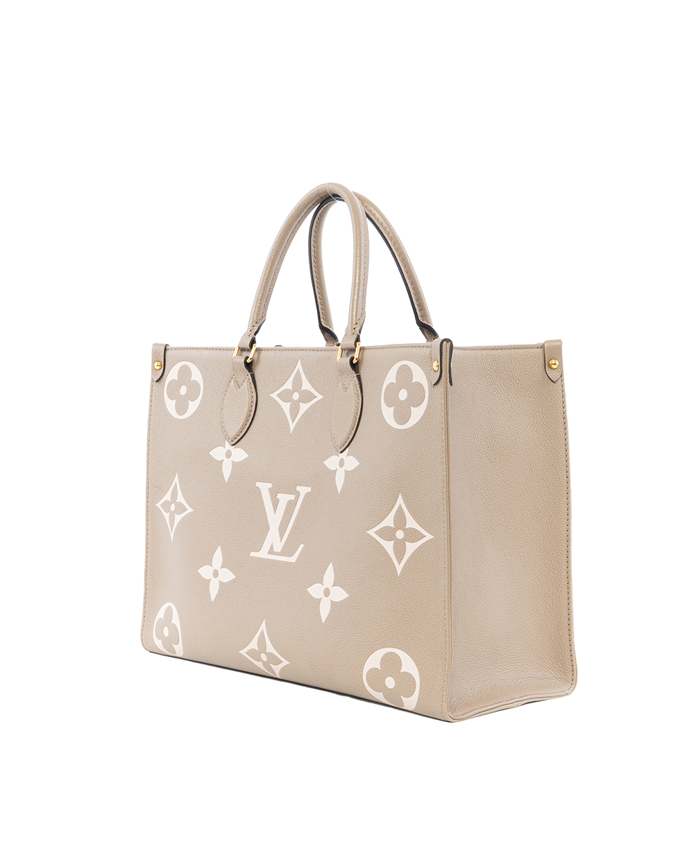 LV ON THE GO MM BEIGE GIANT MONOGRAM CALF GHW MICROCHIP 1019