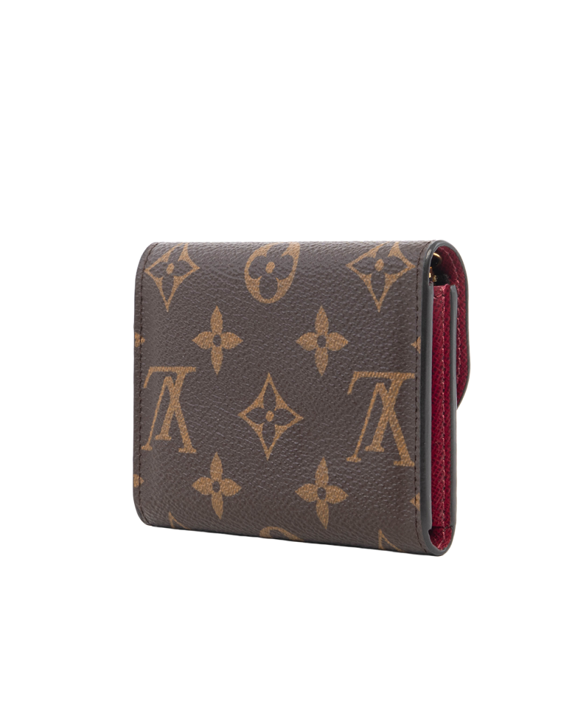 LV ROSALIE COIN SHORT BROWN RED MONOGRAM CANVAS GHW MICROCHIP 0446