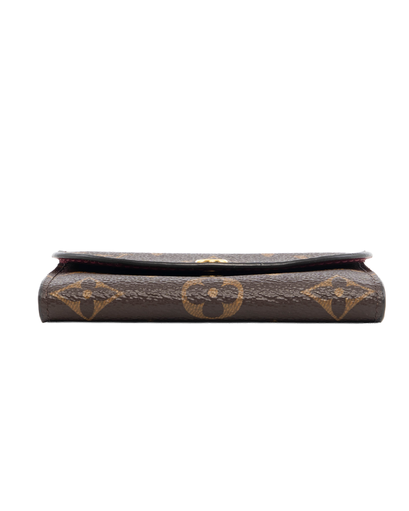 LV ROSALIE COIN SHORT BROWN RED MONOGRAM CANVAS GHW MICROCHIP 0448