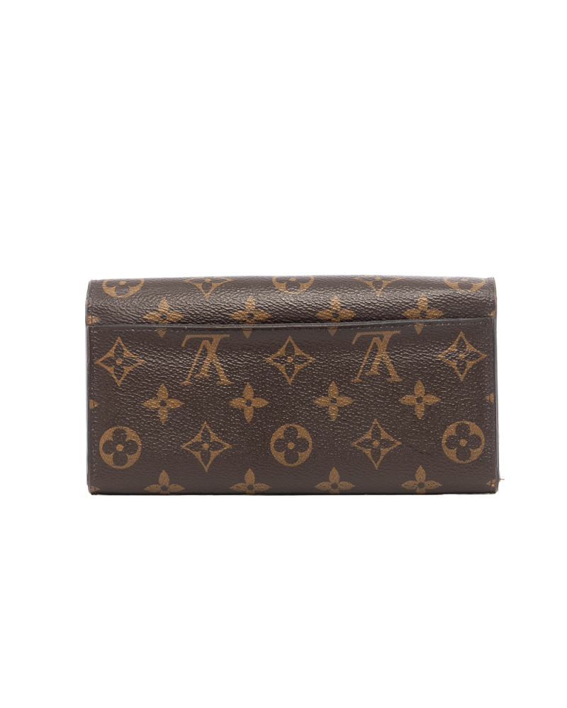 LV SARAH WALLET LONG BROWN MONOGRAM CANVAS GHW MICROCHIP 0231