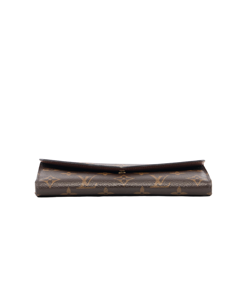 LV SARAH WALLET LONG BROWN MONOGRAM CANVAS GHW MICROCHIP 0232