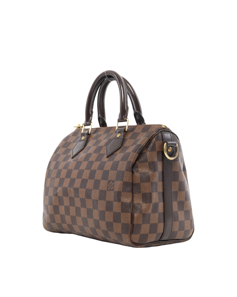 LV SPEEDY BAND 25 BROWN DAMIER CANVAS GHW AA4142 8637