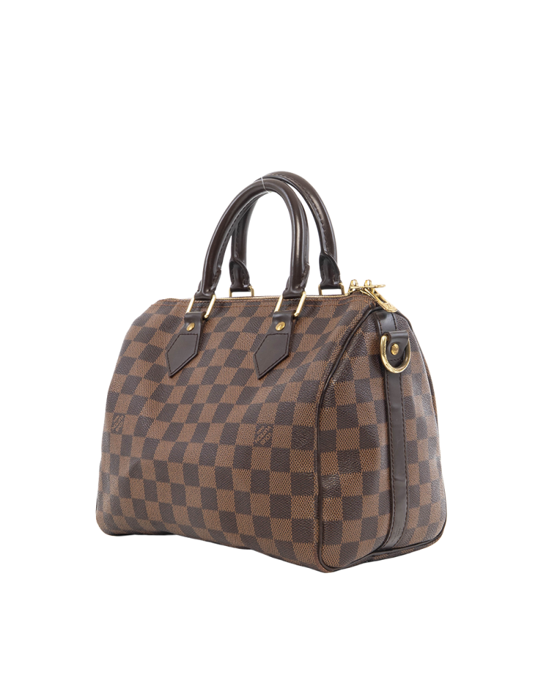 LV SPEEDY BAND 25 BROWN DAMIER CANVAS GHW AA4142 8638