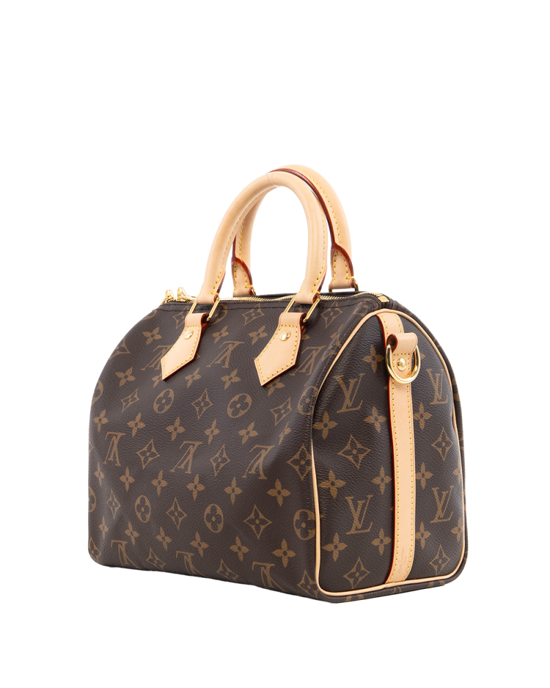 LV SPEEDY BAND 25 BROWN MONOGRAM CANVAS GHW MICROCHIP 0839