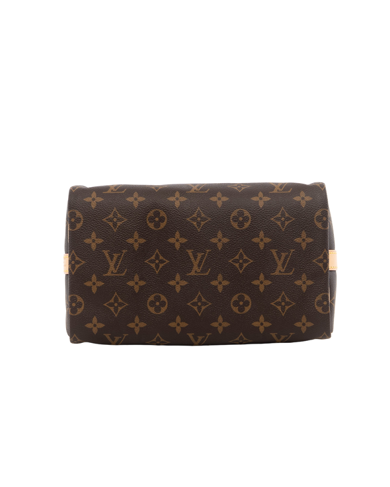 LV SPEEDY BAND 25 BROWN MONOGRAM CANVAS GHW MICROCHIP 0845