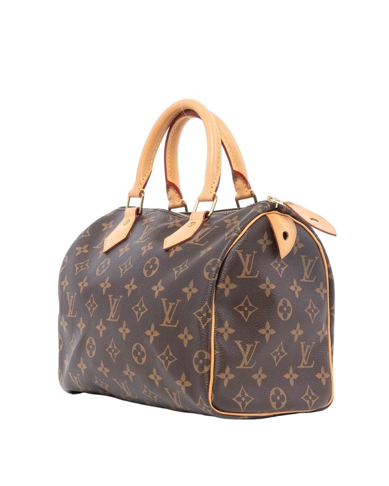 LV SPEEDY BAND 25 BROWN MONOGRAM CANVAS GHW MICROCHIP 3157