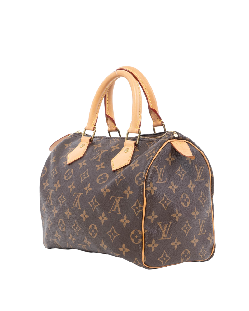 LV SPEEDY BAND 25 BROWN MONOGRAM CANVAS GHW MICROCHIP 3158