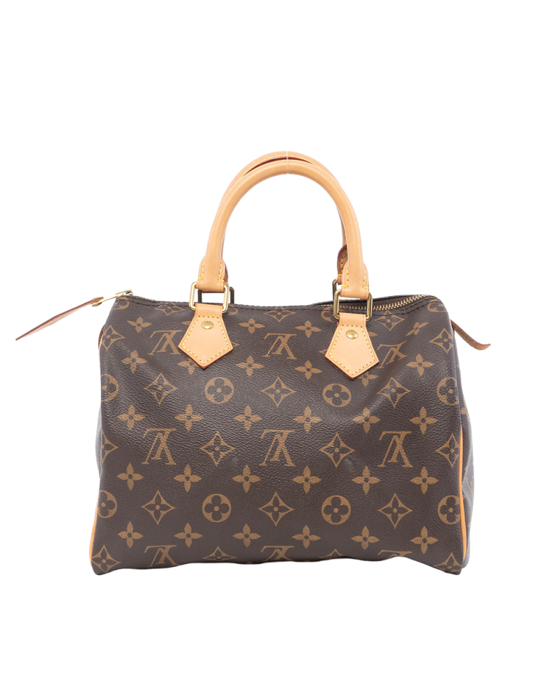 LV SPEEDY BAND 25 BROWN MONOGRAM CANVAS GHW MICROCHIP 3159