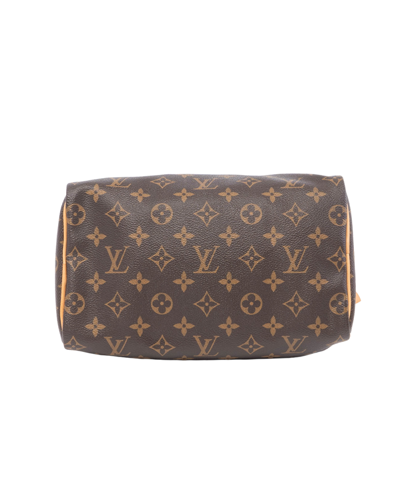 LV SPEEDY BAND 25 BROWN MONOGRAM CANVAS GHW MICROCHIP 3165
