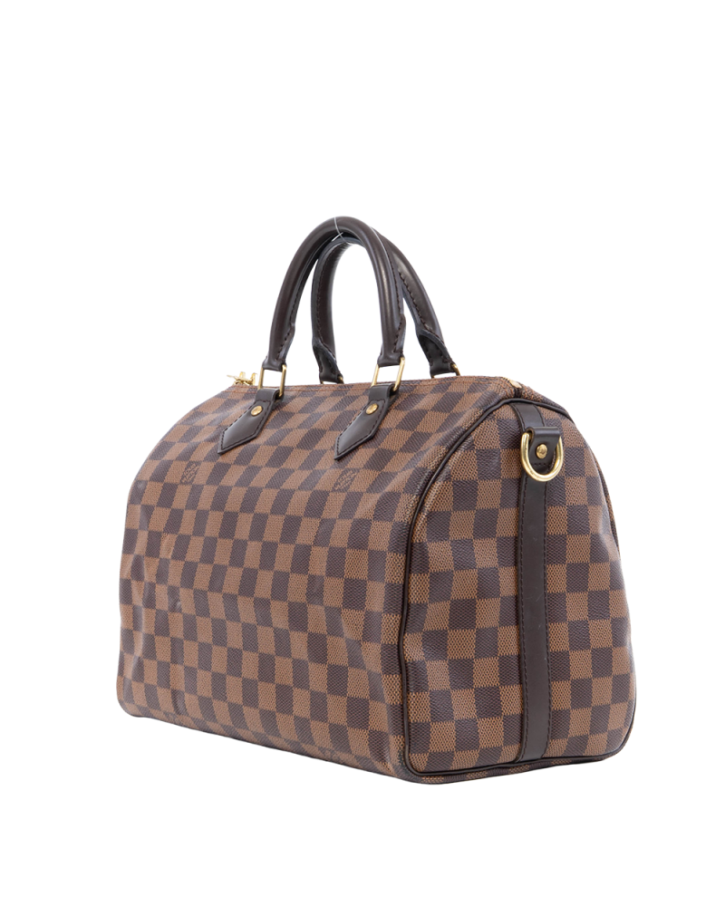 LV SPEEDY BAND 30 BROWN DAMIER CANVAS GHW AA4158 0004