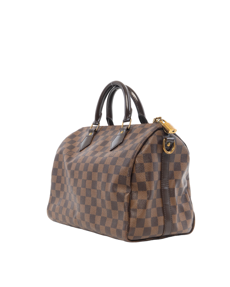 LV SPEEDY BAND 30 BROWN DAMIER CANVAS GHW SP2172 0841