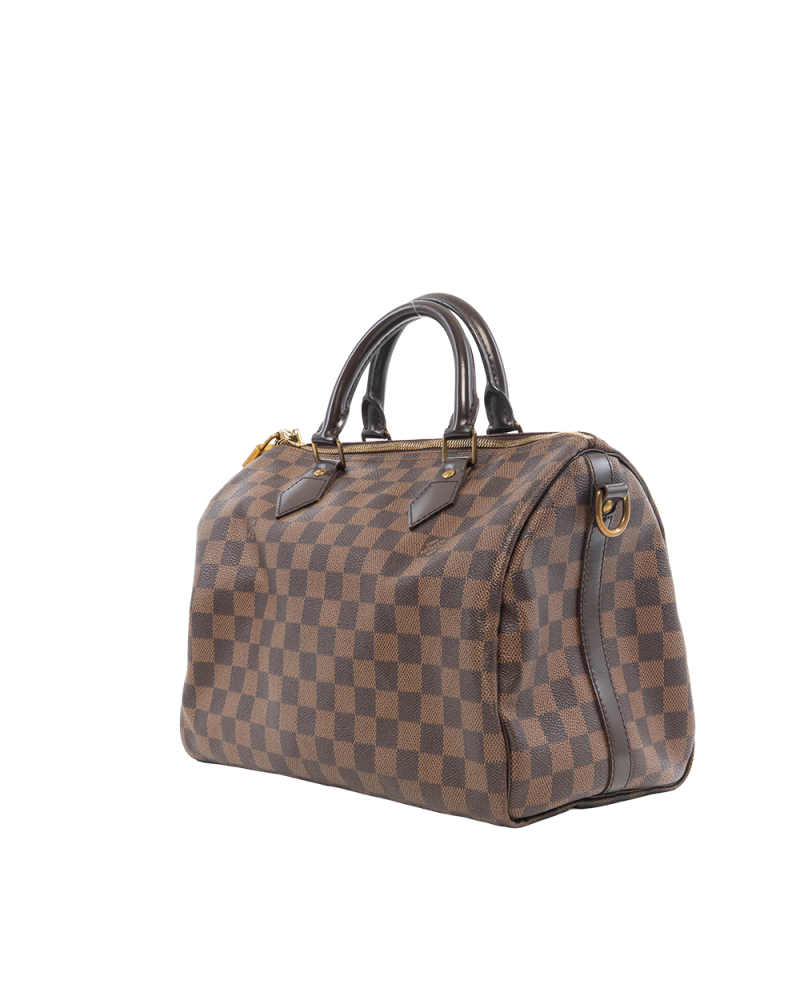 LV SPEEDY BAND 30 BROWN DAMIER CANVAS GHW SP2172 0842